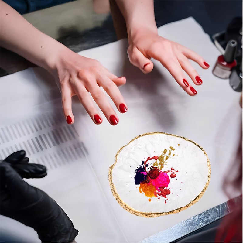 1 Piece Round Resin Nail Art Palette Painting Mixed Colour