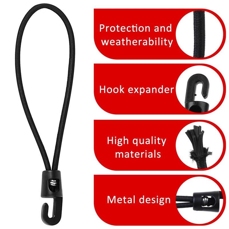 20 Pcs Small Bungee Cords with Hooks 15cm, Short Bungees