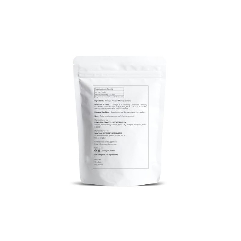 SAMYAM Moringa Leaves Powder - 500g Pack | Superfood Supplement,