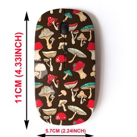CJCBROES 2.4G Wireless Mouse with Cute Pattern Design for All Laptops and Desktops with Nano Receiver - Colorful pop Art Mushrooms