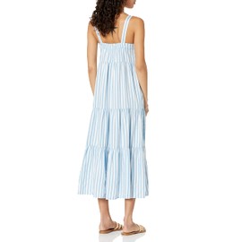 The Drop Women's Britt Tiered Maxi Tent Dress, Blue Bell Stripe, L