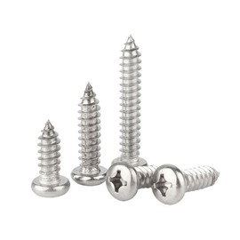 MOOPW Round Head Wood Screws - Stainless Steel 304 Self-Tapping Phillips Pan Head Self-Drilling Screws M2 x 4 mm 100 Pieces