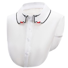 Elegtiskas Removable Half Shirt Blouse Collar Dickey Collar Embroidery Fake Collar for Women and Girls, White, One size fits all