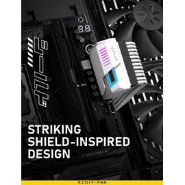 EZDIY-FAB Shield 24-pin 90 Degree Angle Adapter with Infinity Mirror ARGB Light,ATX 24 Pin Power Connector, 5V 3pin ARGB Sync-90 Degree-White-1 Pack