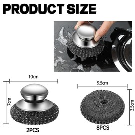 Saijer Spülbürste Stahlwolle, 2 Stück Küchenbürste mit Bürstengriff 8 Stück Spülschwamm Edelstahl Stahlschwamm Geschirrbürste Verwendet Zum Reinigen von Utensilien und Anderen Gegenständen