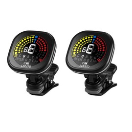 LEKATO WST-6800 Clip On Guitar Tuner Rechargeable, Tuner for Guitar, Bass, Ukulele, Violin & Chromatic Tuning Modes, Fast Accuratie Tuning, Super Bright Display to Read, for Professional/Beginners:_2pcs, Black