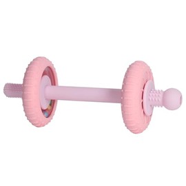 Baby Teething Toys Baby Rattle Teething Straw 3-in-1 Barbell-Shaped, Made from Silicone, Built-in Toothbrush Head and Nipple Shape, Bpa-Free, Phthalate Free, Professionally Certified, Pink