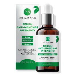 Pureza Natur Serum Aclarante De Paño Manchas Facial y Ácido Hialurónico suero reductor de hiperpigmentación y mancha obscura facial Todo tipo de piel 50ml