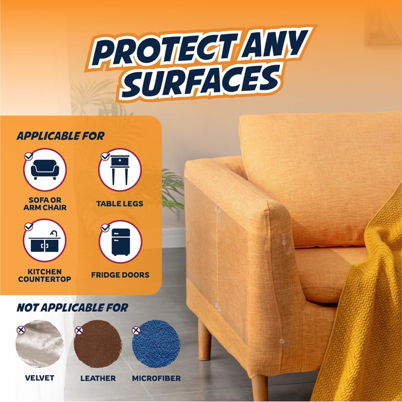 Panther Armor Furniture Protector, 8-Pack, Heavy Duty Anti-Scratch Cat Couch