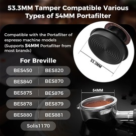 IKAPE 53MM Espresso Tamper Kit 8 IN 1 Black, Coffee Tamper, Distributor, WDT Stirrer Distribution Tool, Magnetic Dosing Funnel, Puck Screen 2pcs, Wooden Tamper Base, Cleaning Towel