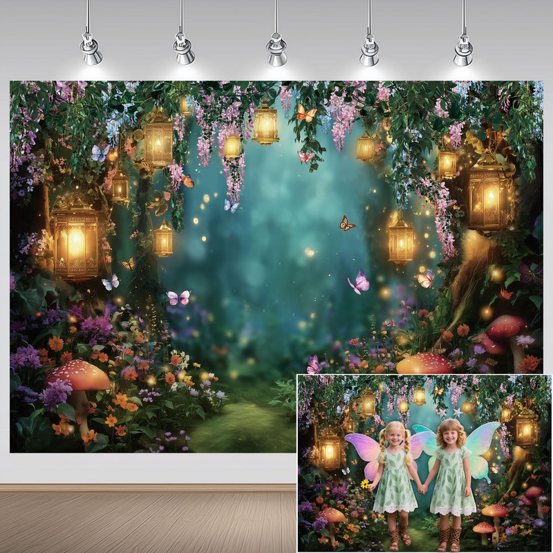 Raoycla Enchanted Forest Backdrop, Fairy Woodland Forest Mushroom Party Decorations