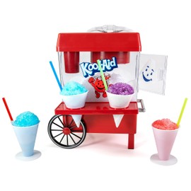 Nostalgia Kool-Aid Snow Cone Shaved Ice Machine - Retro Table-Top Slushie Machine Makes 20 Icy Treats - Includes 2 Reusable Plastic Cups & Ice Scoop - Red