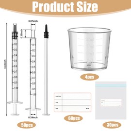 Colostrum Collector Kit, Include 50Pcs 3ml Sealed Breast Milk Collector with 4pcs 20ml Measuring Cup and 60 Stickers, Harvesting Collection for Breastmilk