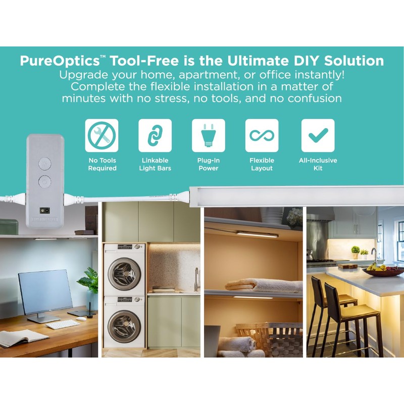 BLACK+DECKER LED Under Cabinet Lighting Kit, Motion Sensor, Dimmable, Linkable,