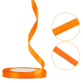 Satin Ribbon, 10 mm Wide, Orange, 22 Metres Gift Ribbon, Fabric Ribbon for Wedding Decoration, Gift Wrapping, Crafts, Party Decoration