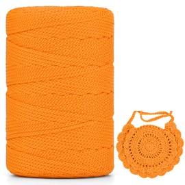 Polyester Macrame Yarn 3 mm x 225 m, Macrame Band, Macrame Cord 100% Polypropylene Yarn Macrame Cord Yarn for Crocheting for Macrame Hanging Basket Decorative Knots Bags DIY (Gold, 1 Piece)