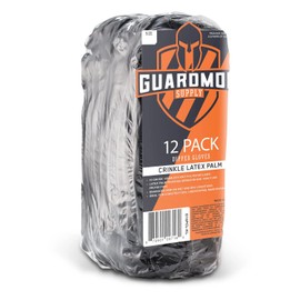 Guardmor Polyester Knit Glove (Black, Medium) (Crinkle Latex Palm Black 13g with Latex Palm, 1 Dozen Package)