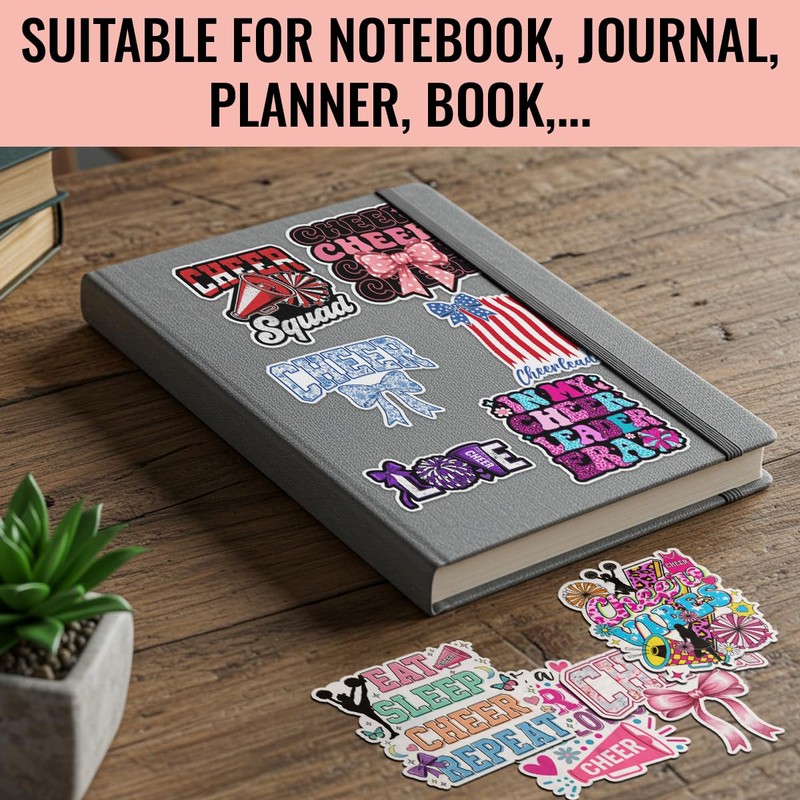 TODOLIA (10Pcs-3in) Cheerleader Sticker Pack, Girly Cheerleading Team Sticker, Cheerleader