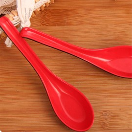 2Pcs Red Soup Spoons Asian Chinese Wonton Soba Rice Pho Ramen Noodle Soup Spoons, Spoons, Soup Spoons