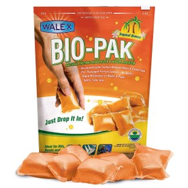 Walex Bio-Pak Black Holding Tank Deodorizer & Waste Digester Drop-Ins - Advanced Enzyme Formula for Rapid Breakdown of Waste & Paper, Removes Odors & Cleans Tank; Tropical Breeze, 10-Pack