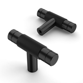 Amerdeco Pack of 10 T-Bar Furniture Knobs Black Cabinet Knobs & Drawer Knobs for Cupboards, Doors & Dressers