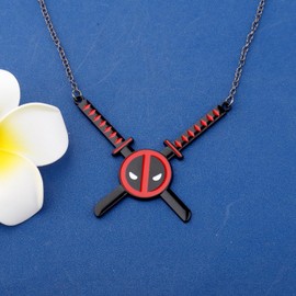 KEYCHIN Dead Heros Sword Logo Necklace Vedio Game Fans Gifts Superhero Mask Face Jewelry Cosplay Merchandise, Large, Stainless Steel, stainless steel