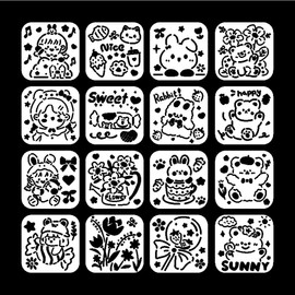 MOLZINY Pack of 16 Baby Painting Stencils Baby Shower Bib Stencils for Painting for Fabric Painting Baby Shower Animals Painting Templates for Gender Reveal Party Onesies Body Bag Shirt