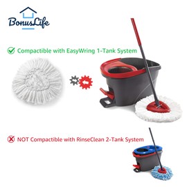 BonusLife 3-Pack Mop Head for O-Ceda EasyWrin Spin Mop Refill 1-Tank System Only Easy Cleaning Microfiber Replacement