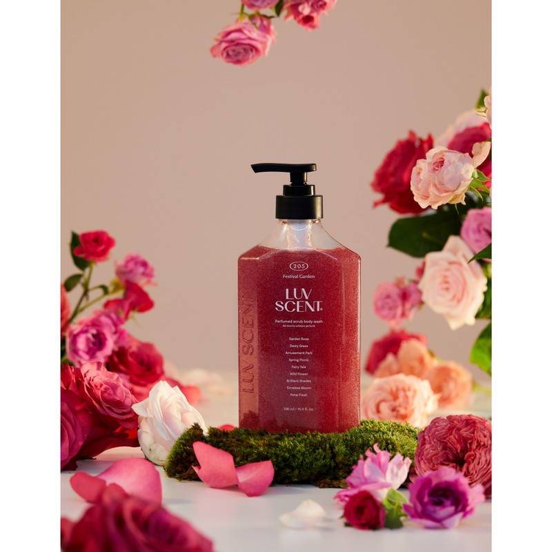 Lovescent Scrub Body Wash Festival Garden Rose Scent