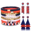 boderier 9PCS Game Day Bracelets Stackable Heishi Beaded Stretchy Bracelets