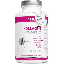 MB Cosmetics Collagen Hyaluronic Acid Complex - 1000 mg with Superfood Goji Berry and Green Tea - 180 Capsules of Pasture Beef Premium Collagen Hydrolysate with Biotin, Selenium, Zinc, C, B2 and B3