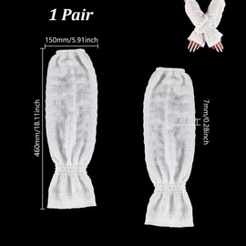 AHANDMAKER 1 Pair Mesh Arm Sleeves for Women, 46cm Long Arm Sleeves Sheer Gloves Fingerless Sunscreen Gloves Summer Arm Sleeves for Party Outdoor Sport Activities, White