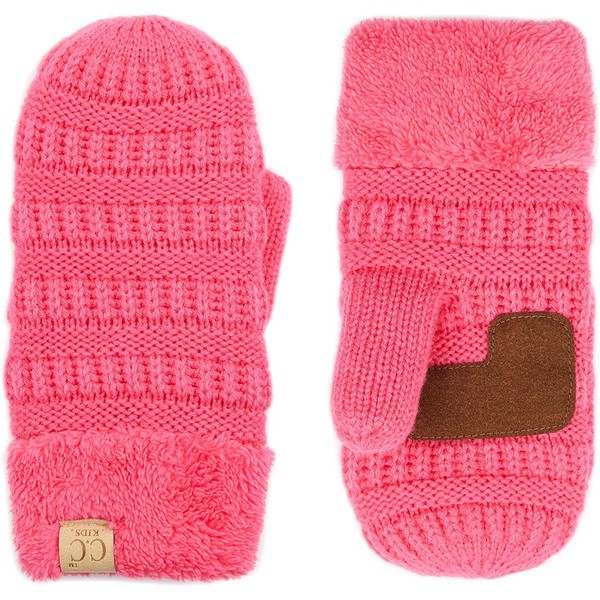 Mittens Kids Girls Fuzzy Lined Gloves - Candy Pink