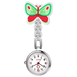 OIDEA Nurse Watches for Women: Butterfly Brooch Retractable Nursing Watch Clip on Fob Watch Lapel Quartz Watch Hanging Pocket Badge Watches with Second Hand for Nurses Doctors, Style d