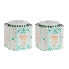 Harney and Son's Decaf Black Tea Birthday Party Two Pack (Each Tin Has 30 Sachets) - Decaf Fruity Tea Blend - 2 Pack 30 ct Sachet Tins (60 Sachets)