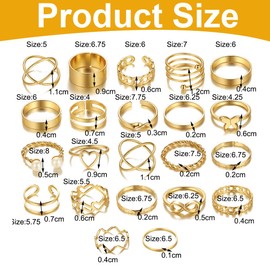 Pack of 44 Bohemian Joint Rings, Ideal for Birthday Parties, Proms and More, Stackable Midi Ring Set, Gold Silver Vintage Stackable Rings, Two Colours (22 Pieces Each in Gold and Silver)