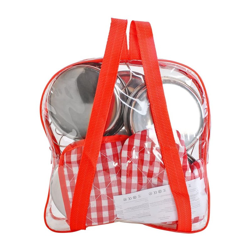 Children's cookware set with backpack, real-looking kitchen accessories, play kitchen