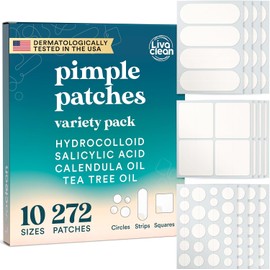 272 parches grandes para granos en el rostro - Paquete variado de parches para granos con ácido salicílico, árbol de té y aceite de caléndula - Parches para granos Parches grandes para el acné en el rostro y el cuerpo - Parches para manchas oscuras