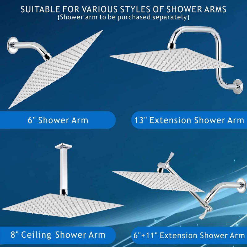 Voolan Rain Shower Head - High Flow Large Rainfall Shower