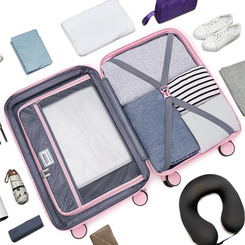 LARVENDER Expandable Carry On 3 Piece Luggage Set with Backpack