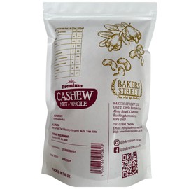 Bakers Street Whole Raw Cashew African W320 1kg- Raw, Natural, High Protein & Fiber, Nut for Snacking, Cooking, Baking, Stews, & Desserts
