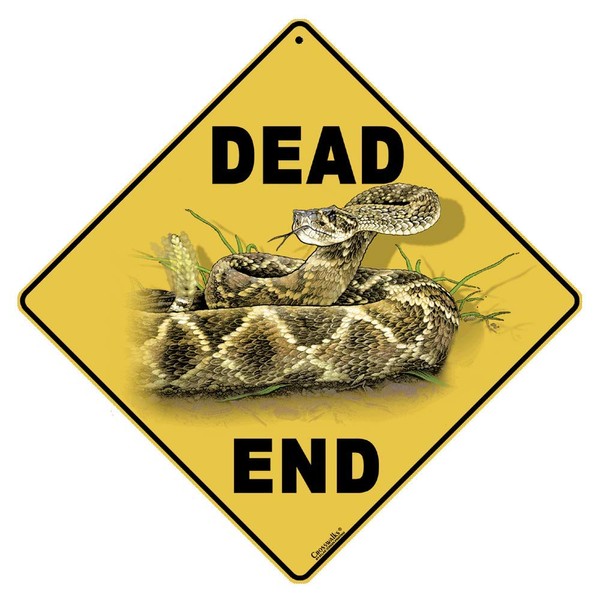 CROSSWALKS Rattlesnake Dead End 12" X 12" Aluminum Sign (X12)