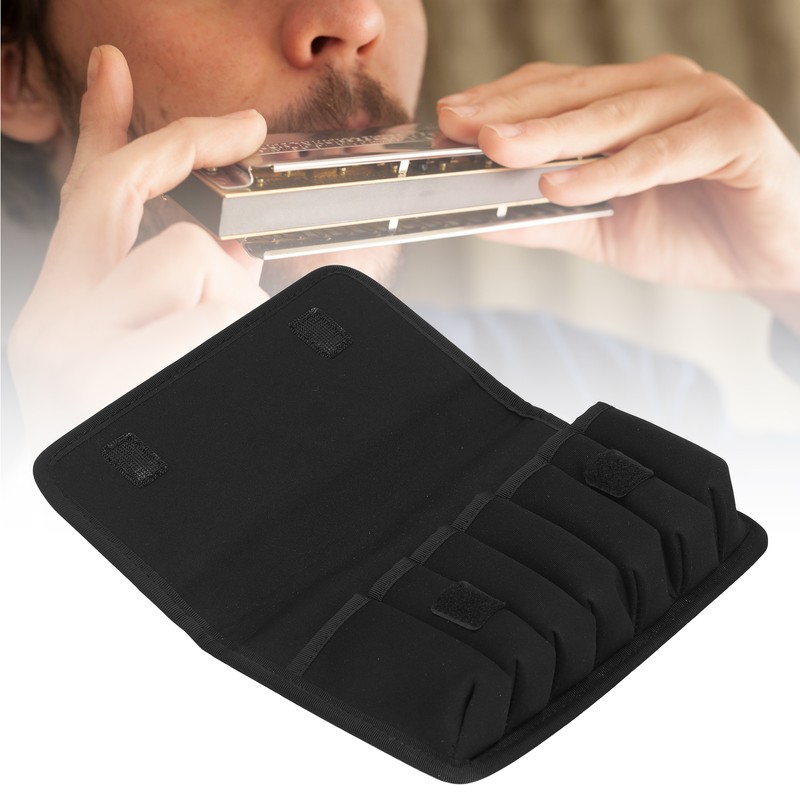 10 Holes Harmonicas Storage Bag Portable Black Eva Shockproof Cloth