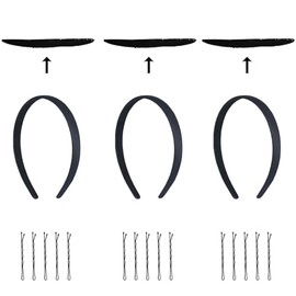 DWTABF 3Pack Black Graduation Cap Headbands, Accessories for Graduation Hat Holder, Secure Cap Stay at Place for Grad Day for Students Women Man Girls Boys with 15 Tassel Clips Black (No Hat)