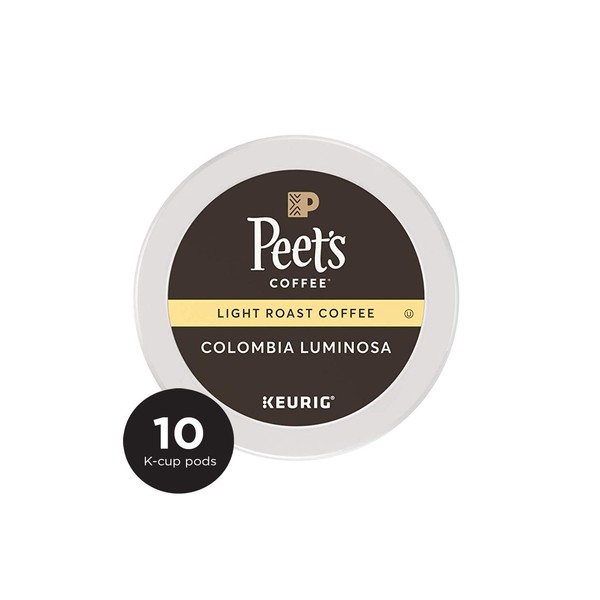 Peet's Coffee Colombia Luminosa Light Roast Coffee K-Cup Coffee Pods (10 Count)