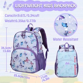 Kasqo Toddler Backpack, Water Resistant Preschool Kids Bookbag Kindergarten Daycare Schoolbag for Boys and Girls 3-6 Years,Butterfly