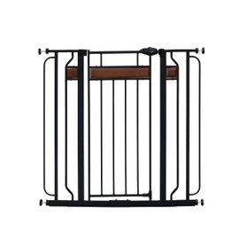 Regalo Home Accents Extra Tall & Wide Baby Gate, Bonus Kit, Includes Décor Steel With Hardwood, 4" Extension Kit, 4 Pack Pressure Mount Kit & Wall Cups, 0320 DS