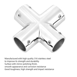 Yuecoom 4 Way Pipe Fitting 1 Inch (25mm) - Heavy Duty 316 Stainless Steel Connector, Mirror Polished, Resistant for Plumbing, HVAC, and Industrial Applications