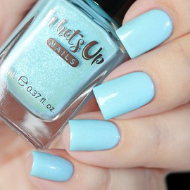 Whats Up Nails - Lost Frost Nail Polish Light Blue Crelly with Blue Iridescent Shimmer Lacquer Varnish Made in USA 12 Free Cruelty Free Vegan Clean
