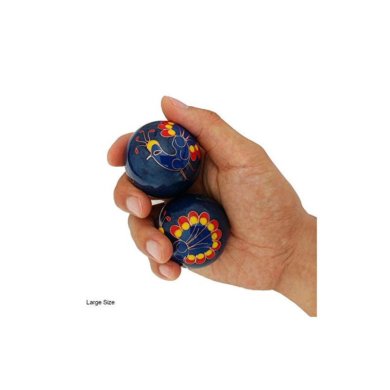 Top Chi Chiming Peacock Baoding Balls with Bamboo Stand (Large